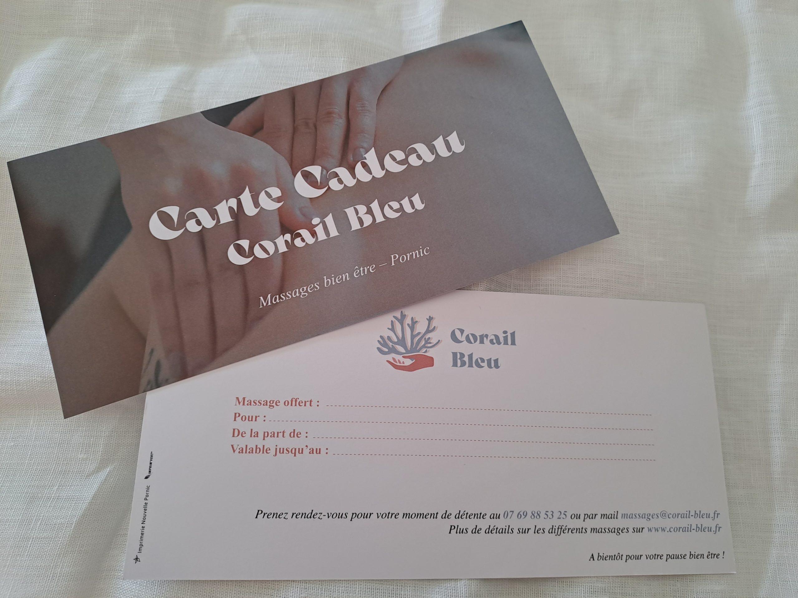Carte cadeau massage Corail Bleu